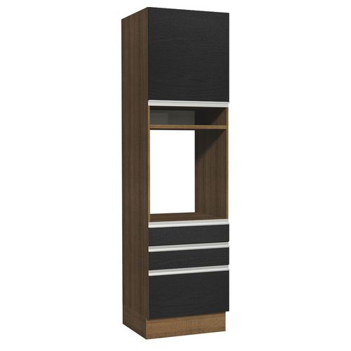 Torre Quente Madesa Glamy 60 cm 1 Porta 3 Gavetas Rustic/Preto