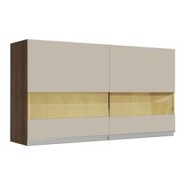 Armário Aéreo Madesa Glamy 120 cm 2 Portas com Vidro Rustic/Crema