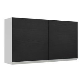 Armário Aéreo Madesa Glamy 120 cm 2 Portas Branco/Preto