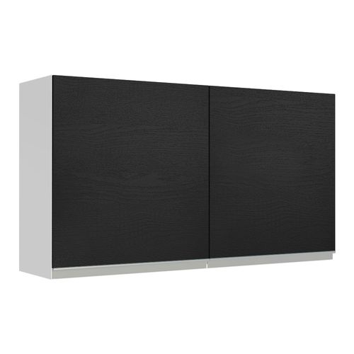 Armário Aéreo Madesa Glamy 120 cm 2 Portas Branco/Preto