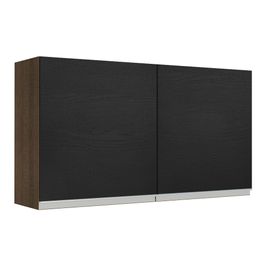 Armário Aéreo Madesa Glamy 120 cm 2 Portas Rustic/Preto