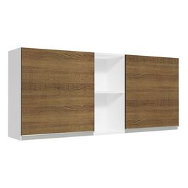 Armário Aéreo Madesa Glamy 150 cm 2 Portas e 2 Nichos Branco/Rustic