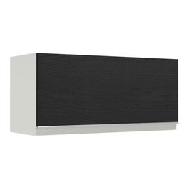 Armário Aéreo de Cozinha Madesa Glamy 70 cm 1 Porta Basculante Branco/Preto