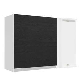 Armário Aéreo de Canto Madesa Glamy 1 Porta Branco/Preto