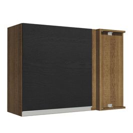 Armário Aéreo de Canto Madesa Glamy 1 Porta Rustic/Preto