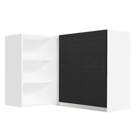 Armário Aéreo de Canto Madesa Glamy 1 Porta para linha de 60 cm de profundidade Branco/Preto