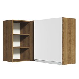 Armário Aéreo de Canto Madesa Glamy 1 Porta para linha de 60 cm de profundidade Rustic/Branco