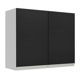 Armário Aéreo Madesa Glamy 80 cm 2 Portas Branco/Preto