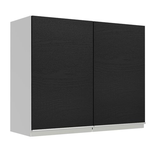 Armário Aéreo Madesa Glamy 80 cm 2 Portas Branco/Preto