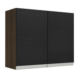 Armário Aéreo Madesa Glamy 80 cm 2 Portas Rustic/Preto
