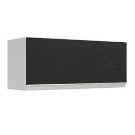 Armário Aéreo Madesa Glamy 80 cm 1 Porta Basculante Branco/Preto