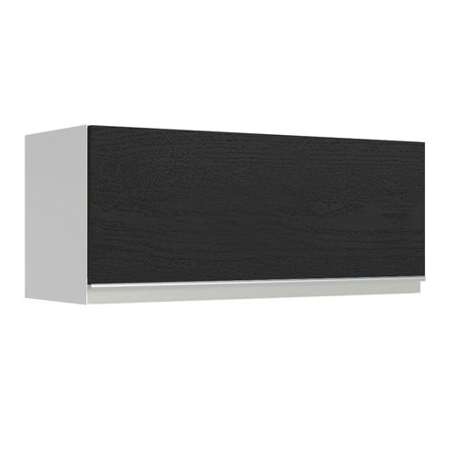 Armário Aéreo Madesa Glamy 80 cm 1 Porta Basculante Branco/Preto
