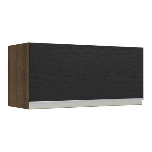 Armário Aéreo de Cozinha Madesa Glamy 70 cm 1 Porta Basculante Rustic/Preto