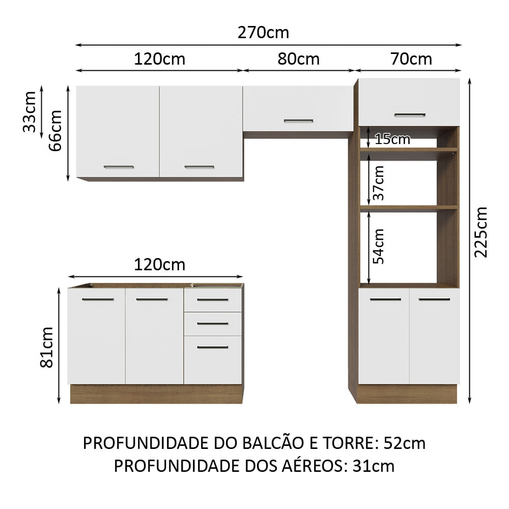 Kit Quarto Com Guarda Roupa De Canto e Nichos Suspenso MDF Genialflex