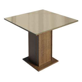 Mesa de Jantar Madesa Quadrada Tampo de Vidro 5363 Rustic/Crema