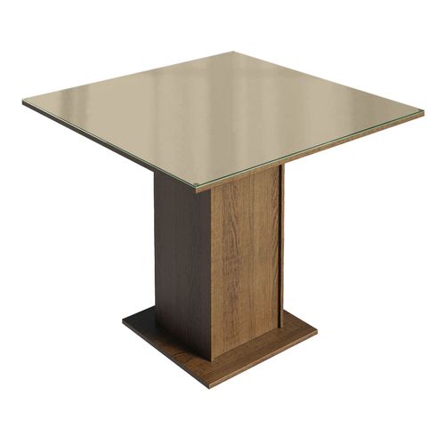 Mesa de Jantar Madesa Quadrada Tampo de Vidro 5363 Rustic/Crema