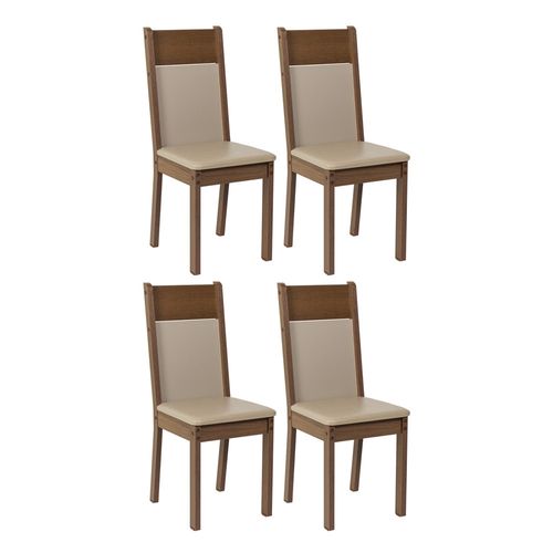 Kit 4 Cadeiras 4280 Madesa Rustic/Crema/Sintético Bege