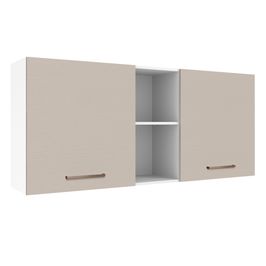 Armário Aéreo 150 cm 2 Portas e 2 Nichos Branco/Crema Agata Madesa