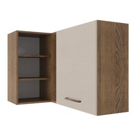 Armário Aéreo de Canto 1 Porta para linha de 60 cm de profundidade Rustic/Crema Agata Madesa