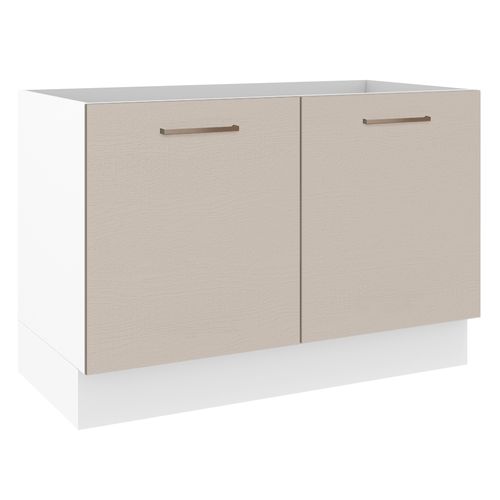 Balcão Gabinete de Pia 120 x 60 cm 2 Portas (Sem Tampo) Branco/Crema Agata Madesa