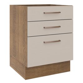 Balcão 60 x 60 cm 3 Gavetas (Sem Tampo) Rustic/Crema Agata Madesa