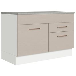 Balcão Gabinete 120 x 60 cm 1 Porta 2 Gavetas Branco/Crema (Com Tampo) Agata Madesa