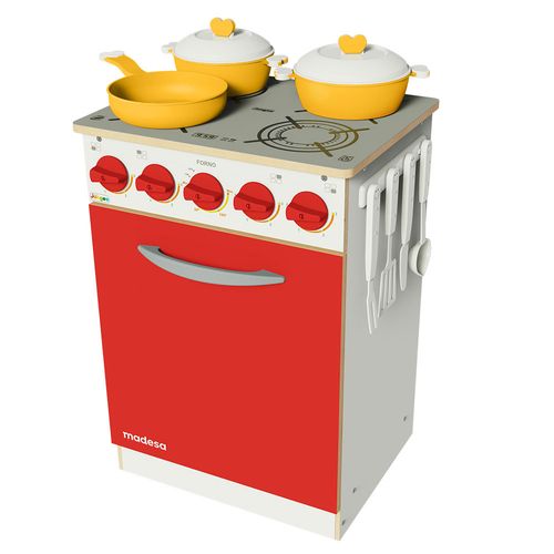 Fogão Super Chef Cozinha Infantil Branco/Vermelho Madesa