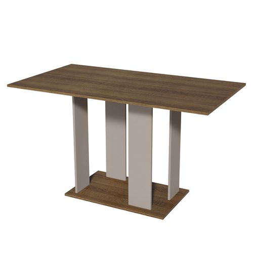Mesa de Jantar Retangular com Tampo de Madeira Rustic/Crema 5327 Madesa