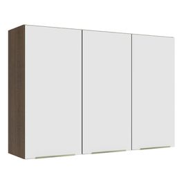Armário Aéreo 120 cm 3 Portas Rustic/Branco Veludo Lux Madesa