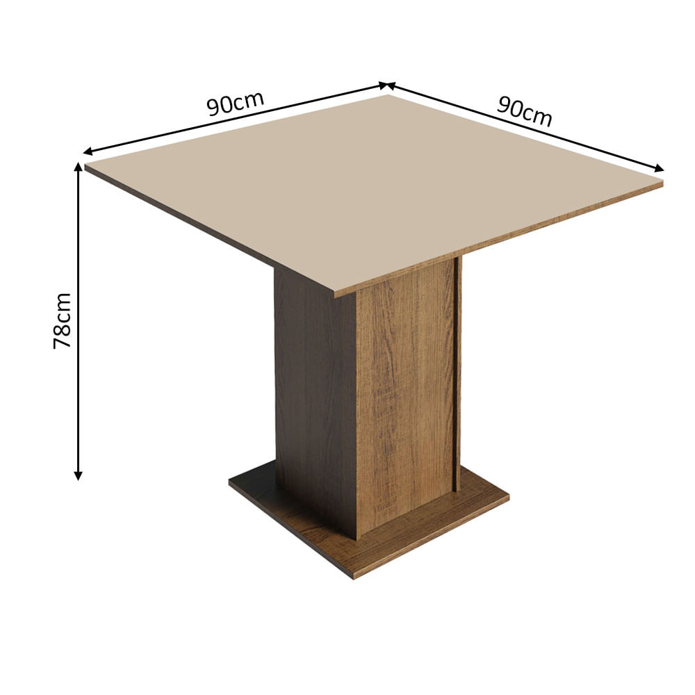 Conjunto Sala de Jantar Mesa Tampo de Madeira 4 Cadeiras Rustic/Crema/Bege  Marrom Alana Madesa - Madesa Móveis