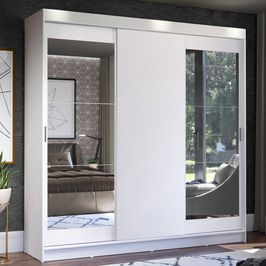 Guarda-Roupa Casal Madesa Istambul 3 Portas de Correr com Espelhos 3 Gavetas Branco