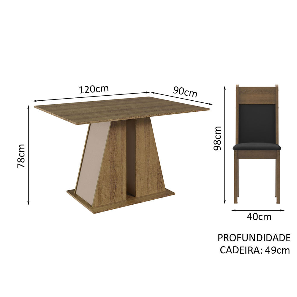 Jogo Bistrô Madeira e Ferro 1 Mesa ( 90cm ) + 4 Cadeiras de Jantar