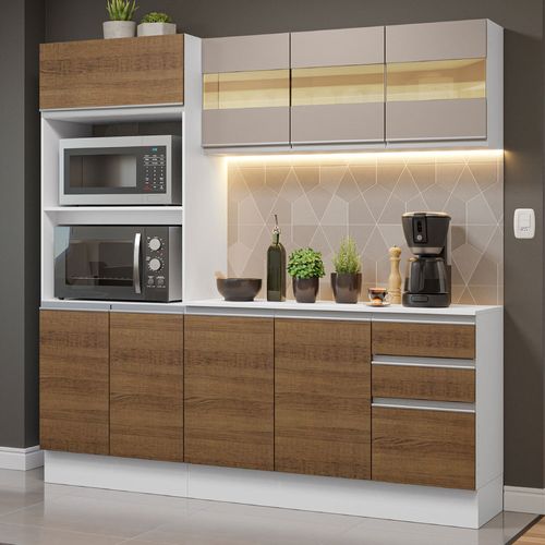 Armário de Cozinha Compacta 100% MDF 190 cm Branco/Rustic/Crema Smart Madesa 01