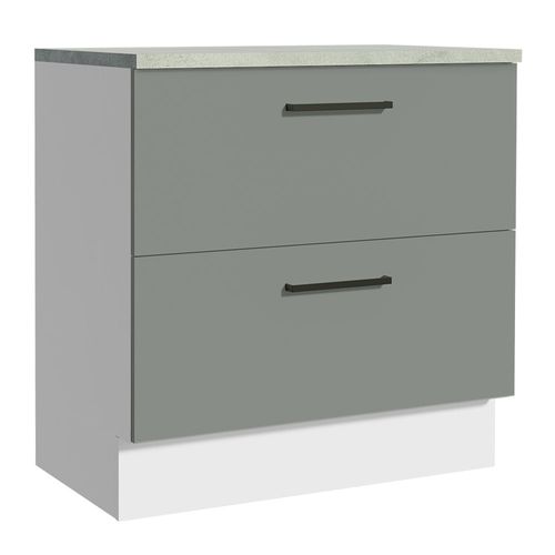Balcão de Cozinha 80 x 60 cm 2 Gavetas (Com Tampo) Branco/Cinza Agata Madesa