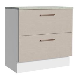 Balcão de Cozinha 80 x 60 cm 2 Gavetas (Com Tampo) Branco/Crema Agata Madesa