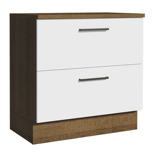 Balcão de Cozinha 80 x 60 cm 2 Gavetas (Com Tampo) Rustic/Branco Agata Madesa