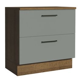 Balcão de Cozinha 80 x 60 cm 2 Gavetas (Com Tampo) Rustic/Cinza Agata Madesa