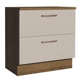 Balcão de Cozinha 80 x 60 cm 2 Gavetas (Com Tampo) Rustic/Crema Agata Madesa