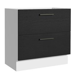 Balcão de Cozinha 80 x 60 cm 2 Gavetas (Sem Tampo) Branco/Preto Agata Madesa
