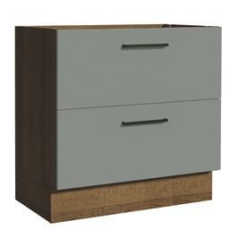 Balcão de Cozinha 80 x 60 cm 2 Gavetas (Sem Tampo) Rustic/Cinza Agata Madesa
