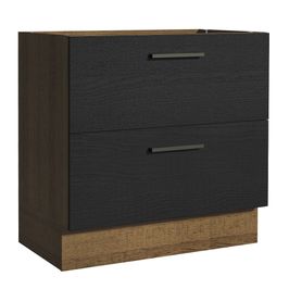 Balcão de Cozinha 80 x 60 cm 2 Gavetas (Sem Tampo) Rustic/Preto Agata Madesa