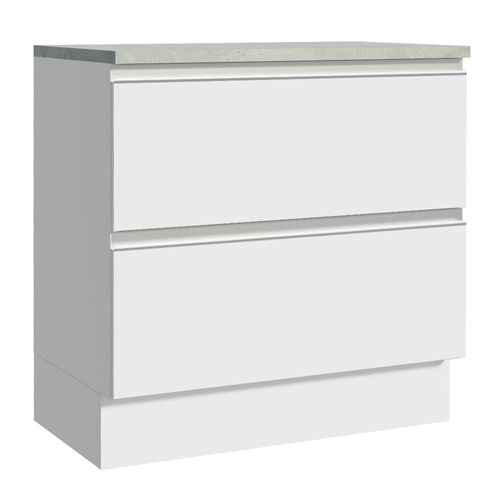 Balcão de Cozinha 80 x 60 cm 2 Gavetas (Com Tampo) Branco Glamy Madesa