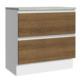 Balcão de Cozinha 80 x 60 cm 2 Gavetas (Com Tampo) Branco/Rustic Glamy Madesa