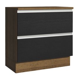 Balcão de Cozinha 80 x 60 cm 2 Gavetas (Com Tampo) Rustic/Preto Glamy Madesa