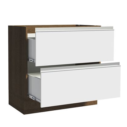 Balcão de Cozinha 80 x 60 cm 2 Gavetas (Sem Tampo) Rustic/Branco