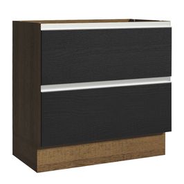 Balcão de Cozinha 80 x 60 cm 2 Gavetas (Sem Tampo) Rustic/Preto Glamy Madesa