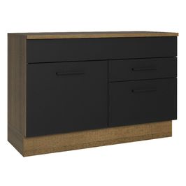 Balcão Cozinha 1 Porta e 2 Gavetas (Com Tampo) Rustic/Preto Agata Madesa