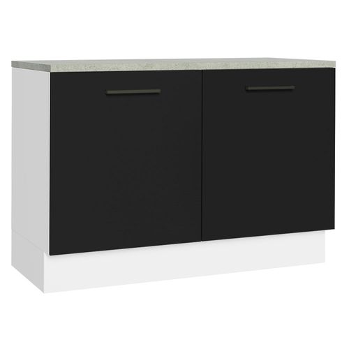 Balcão Cozinha 2 Portas (Com Tampo) Branco/Preto Agata Madesa