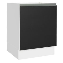 Balcão Cozinha 60 x 60 cm 1 Porta (Sem Tampo) Branco/Preto Glamy Madesa