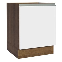 Balcão Cozinha 60 x 60 cm 1 Porta (Sem Tampo) Rustic/Branco Glamy Madesa
